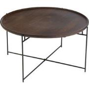 J-line - Tafel Rond Ijzer/mangohout Bruin/zwart - 80x80x42cm