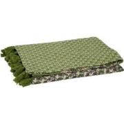 J-line - Plaid/strand Mat Bloemen Katoen Groen - 130x180x1cm