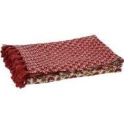 J-line - Plaid/strand Mat Bloemen Katoen Rood - 130x180x1cm