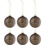 J-line - Doos Van 6 Kerstballen Kerstbomen Bruin Glas Bruin Small - 8x...