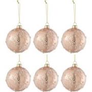 J-line - Doos Van 6 Kerstballen Suiker/zilver Glitter Glas Mat/blinken...