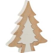 J-line - Kerstboom Puzzle Mango Hout Wit/white Wash Large - 30x26x3.5c...