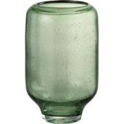 J-line - Vaas Nora Op Voet Rond Glas Lichtgroen Small - 18x18x26.5cm