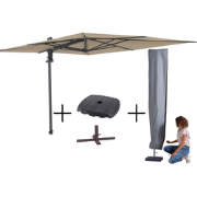 MEGA COMBI DEAL! Madison Parasol Saint-Tropez ecru + voet + hoes