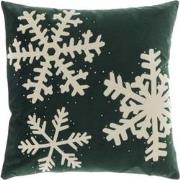 Unique Living | Kussen Snowflake 45x45cm dark green | Kussen woonkamer...