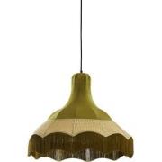 Light&living Hanglamp Ø60x53 cm MIZIA velvet groen+webbing naturel