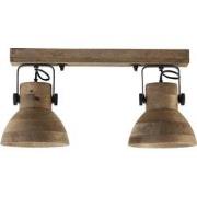 Light&living Hang-/wandlamp 2L 50x17x25 cm ILANIO hout bruin+mat zwart