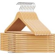 Set van 20 houten eucalyptus kleerhangers met schouderinkepingen, broe...