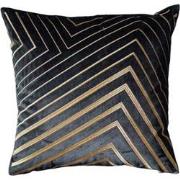 Velvet Kussen Glam Lines - Zwart - Goud - 45 x 45 cm (incl. vulling)