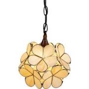 LumiLamp Hanglamp Tiffany  21x21x17/90 cm  Beige Glas Bloem Hanglamp E...