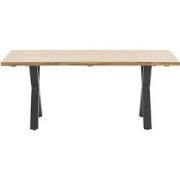 Zeus dining tafel 180x100 carbon black/teak look/X-stijl