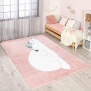 Tapijtenloods Vloerkleed Beer Laagpolig Anime Kids Roze Creme- 190x280...