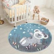 Tapijtenloods Vloerkleed Teddy Rond Laagpolig Anime Kids Blauw- 160 CM...