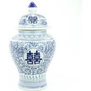 Fine Asianliving Chinese Gemberpot Porselein Blauw Wit Dubbele