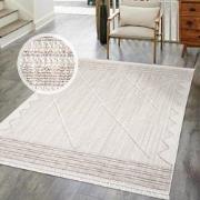 Clasico Vloerkleed Woonkamer Laagpolig Beige Tapijt- 140x200 CM