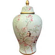 Fine Asianliving Chinese Gemberpot Porselein Mint Vogels Handgemaakt