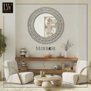 LW Collection LW Collection Wandspiegel bruin vintage rond 60x60 cm ho...