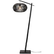 Vloerlamp Madeira - Bamboe/Rotan Zwart - 74x48x176cm