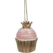 Clayre & Eef Kersthanger Cupcake Ø 4x6 cm Roze Kunststof Kerstboomvers...