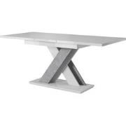 Meubella Eetkamertafel Bari - Mat wit - Betonlook - 180 cm - Uitschuif...