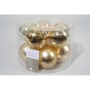 4 stuks - 10 kerstballen licht goud glans-mat 60 mm