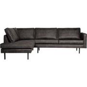 BePureHome Rodeo Hoekbank Links - Eco-leder - Zwart - 85x266x86/213