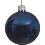 1 Glazen kerstbal glans 15 cm nacht blauw