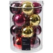 Kerstballen glas d8 cm rood 16st