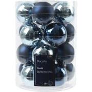 Kerstbal glas d6 cm blauw 20st