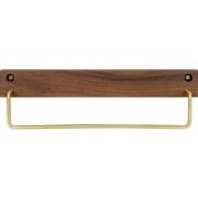 QUVIO Wand handdoekenhouder - donker hout + goud - 28 CM