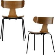 BePureHome Form Eetkamerstoelen - Hout - Bruin - Set van 2