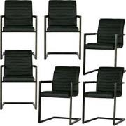 WOOOD Bas Eetkamerstoelen - Pu - Grijs - Set van 6