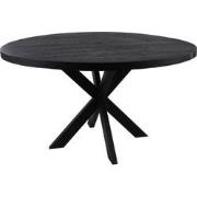 HSM Collection-Ronde Eettafel Melbourne-130x130x76-Zwart-Mango/Metaal