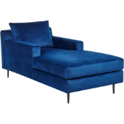 Beliani GUERET - Chaise longue-Blauw-Fluweel