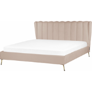 Beliani MIRIBEL - Tweepersoonsbed-Beige-Fluweel