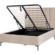 Beliani SEZANNE - Tweepersoonsbed-Beige-Fluweel