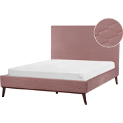 Beliani BAYONNE - Tweepersoonsbed-Roze-Fluweel