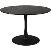 Housecraft Living Maru Eettafel Marmerlook Rond 110 cm Zwart