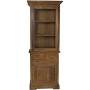 HSM Collection-Vitrinekast 2 Deur 3 La-72x46x193-Naturel-Teak/Glas