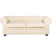 Beliani CHESTERFIELD - Driezitsbank-Beige-Leer