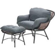 Logan fauteuil met voetenbank copper/black/mystic g