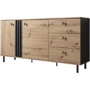 Meubella Dressoir Marcos - Eiken - Antraciet - 165 cm