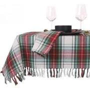 Tafelkleed Xmas tartan 150x200 cm white