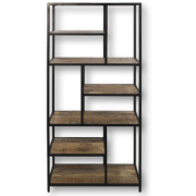 HSM Collection-Open Vakkenkast Levels-80x38x180-Naturel/Zwart-Mango/Me...