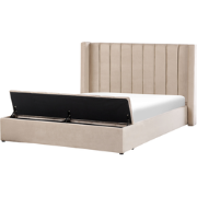 Beliani NOYERS - Tweepersoonsbed-Beige-Fluweel