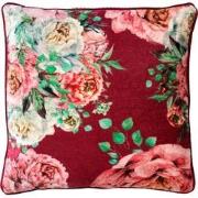 Dutch Decor MINOU - Kussenhoes 45x45 cm - velvet - bloemen - red plum ...