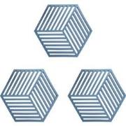 Krumble Pannenonderzetter Hexagon - Blauw - Set van 3