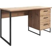 Meubella Bureau Saturn - Eiken - Zwart - 138 cm