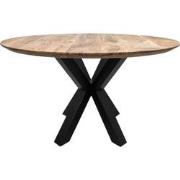 HSM Collection-Ronde Eettafel Zurich-ø120x3,8-Naturel/Zwart-Acacia/Met...