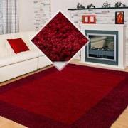 Tapijtenloods Basic Shaggy Kader vloerkleed Rood Hoogpolig- 300x400 CM